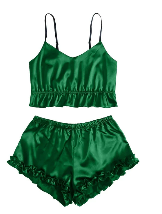 FRILL TRIM TUBE TOP &amp; SHORTS SET