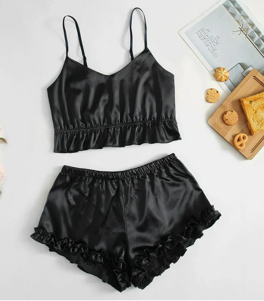 FRILL TRIM TUBE TOP &amp; SHORTS SET